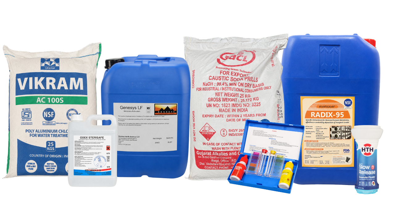 Water-treatment chemicals and testing products